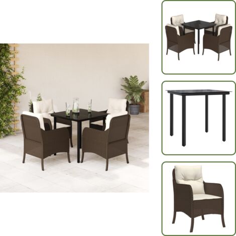 Cuscini da giardino - vidaXL Set da Pranzo da Giardino 5pz con Cuscini in Polyrattan Marrone - Rattan PE
