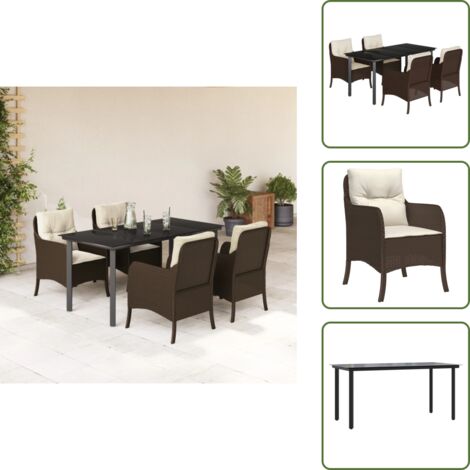 Cuscini da giardino - vidaXL Set da Pranzo da Giardino 5pz con Cuscini in Polyrattan Marrone - Rattan PE
