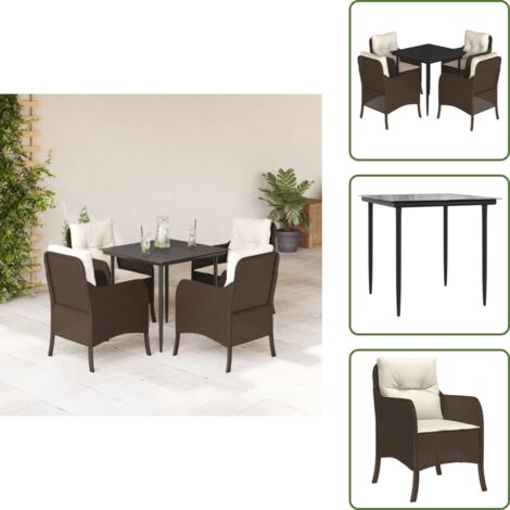 Cuscini da giardino - vidaXL Set da Pranzo da Giardino 5pz con Cuscini in Polyrattan Marrone - Rattan PE