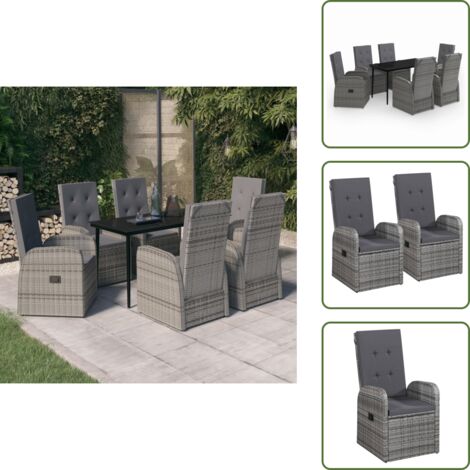 Cuscini da giardino - vidaXL Set da Pranzo da Giardino 7 pz con Cuscini Grigio - Arredamento da esterno