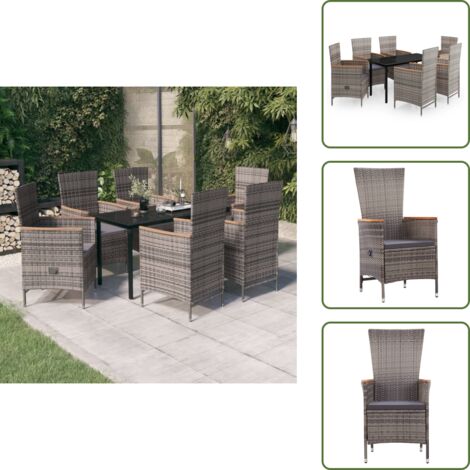 Cuscini da giardino - vidaXL Set da Pranzo da Giardino 7 pz con Cuscini Grigio - Arredamento da esterno