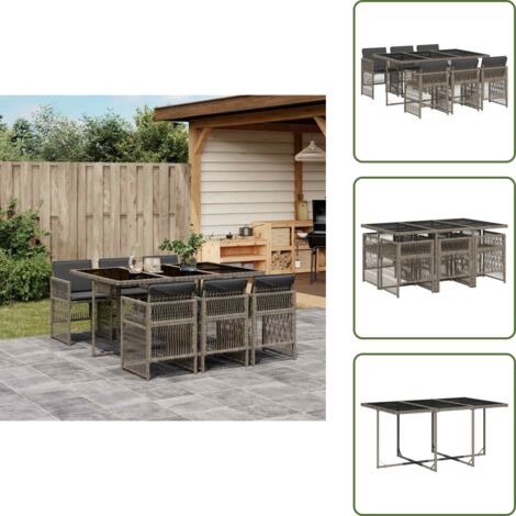 Cuscini da giardino - vidaXL Set da Pranzo da Giardino 7 pz con Cuscini in Polyrattan Grigio - Rattan PE