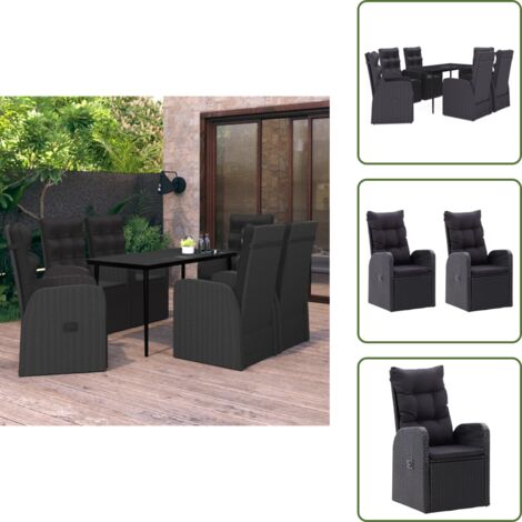 Cuscini da giardino - vidaXL Set da Pranzo da Giardino 7 pz con Cuscini Nero - Arredamento da esterno