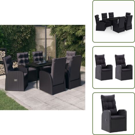 Cuscini da giardino - vidaXL Set da Pranzo da Giardino 7 pz con Cuscini Nero - Arredamento da esterno