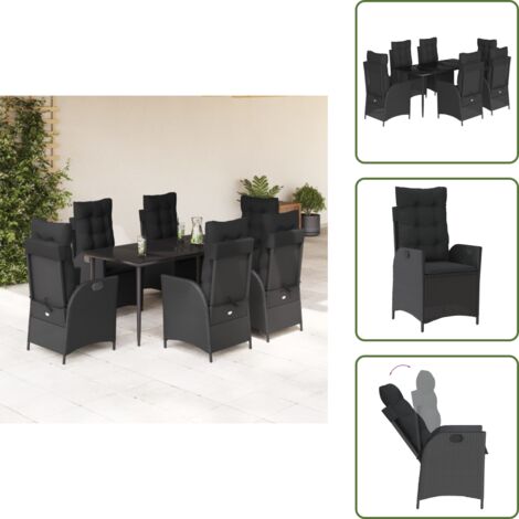 Cuscini da giardino - vidaXL Set da Pranzo da Giardino 7 pz Nero con Cuscini in Polyrattan - Poltrone da giardino