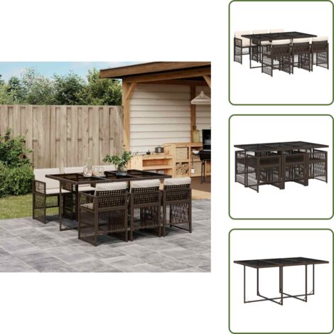 Cuscini da giardino - vidaXL Set da Pranzo da Giardino 7pz con Cuscini in Polyrattan Marrone - Rattan PE