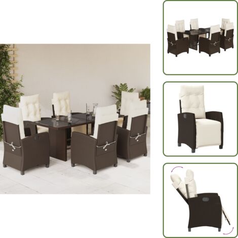 Cuscini da giardino - vidaXL Set da Pranzo da Giardino 7pz con Cuscini in Polyrattan Marrone - Rattan PE