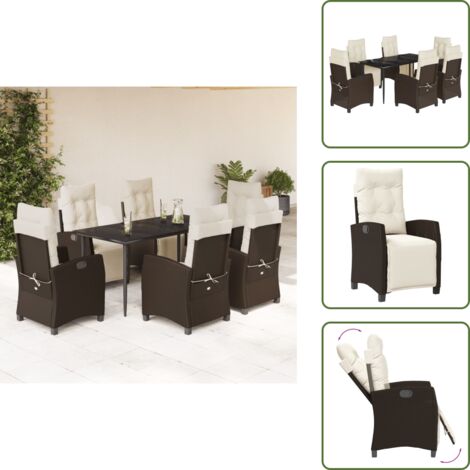 Cuscini da giardino - vidaXL Set da Pranzo da Giardino 7pz con Cuscini in Polyrattan Marrone - Rattan PE