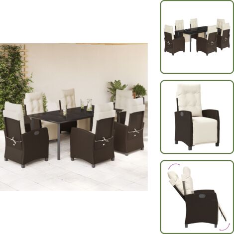 Cuscini da giardino - vidaXL Set da Pranzo da Giardino 7pz con Cuscini in Polyrattan Marrone - Rattan PE