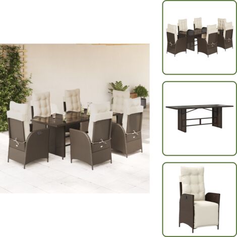Cuscini da giardino - vidaXL Set da Pranzo da Giardino 7pz con Cuscini in Polyrattan Marrone - Rattan PE