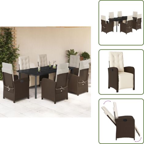 Cuscini da giardino - vidaXL Set da Pranzo da Giardino 7pz con Cuscini in Polyrattan Marrone - Rattan PE