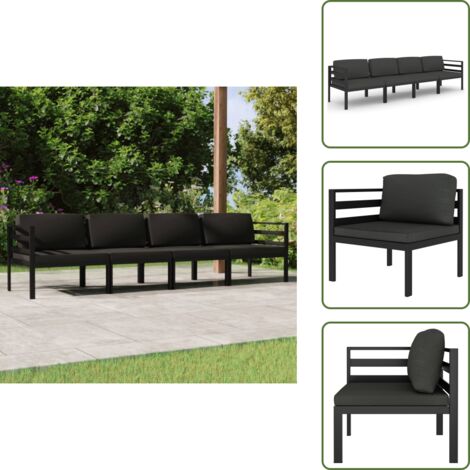 Cuscini da giardino - vidaXL Set Divani da Giardino 4 pz con Cuscini in Alluminio Antracite - Divano angolare
