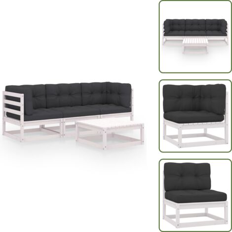 Cuscini da giardino - vidaXL Set Divani da Giardino 4 pz con Cuscini Legno Massello Pino - Arredamento da esterno