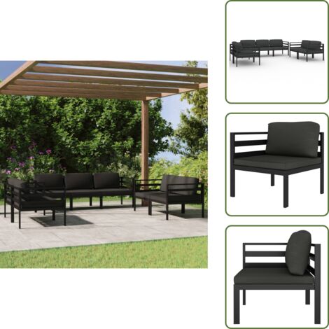 Cuscini da giardino - vidaXL Set Divani da Giardino 7 pz con Cuscini in Alluminio Antracite - Divano angolare