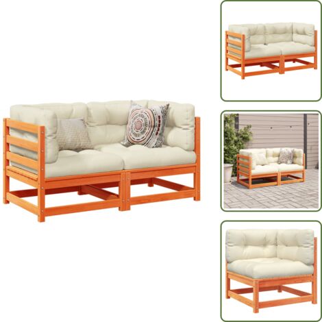 Cuscini da giardino - vidaXL Set Divani Giardino 2 pz con Cuscini Marrone Cera Massello Pino - Mobili da esterno