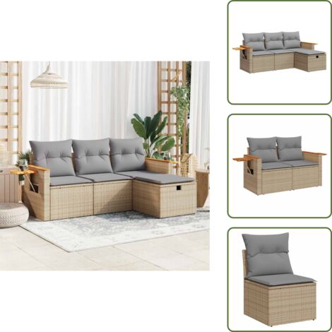 Cuscini da giardino - vidaXL Set Divano da Giardino 4 pz con Cuscini Beige in Polyrattan - Rattan PE