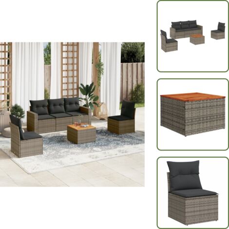 Cuscini da giardino - vidaXL Set Divano da Giardino 6 pz con Cuscini Grigio in Polyrattan - Rattan PE