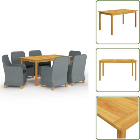 Cuscini da giardino - vidaXL Set Mobili da Pranzo per Giardino 7 pz Grigio Chiaro - Mobili da giardino