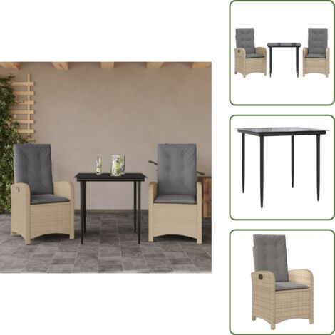 Cuscini da giardino - vidaXL Set Pranzo da Giardino 3 pz con Cuscini Beige Misto Polyrattan - Rattan PE