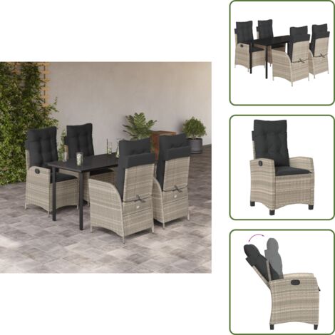 Cuscini da giardino - vidaXL Set Pranzo da Giardino 5pz con Cuscini Grigio Chiaro Polyrattan - Arredamento da esterno