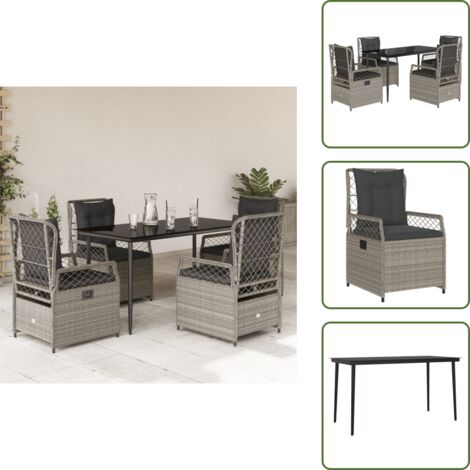 Cuscini da giardino - vidaXL Set Pranzo da Giardino 5pz con Cuscini Grigio Chiaro Polyrattan - Arredamento da esterno
