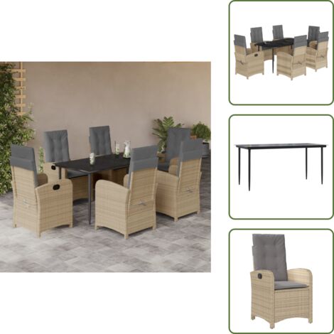 Cuscini da giardino - vidaXL Set Pranzo da Giardino 7 pz con Cuscini Beige Misto Polyrattan - Rattan PE