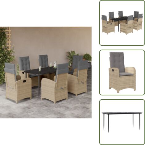 Cuscini da giardino - vidaXL Set Pranzo da Giardino 7 pz con Cuscini Beige Misto Polyrattan - Rattan PE