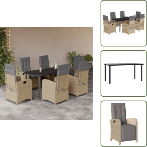 Cuscini da giardino - vidaXL Set Pranzo da Giardino 7 pz con Cuscini Beige Misto Polyrattan - Rattan PE