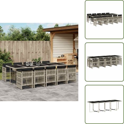 Cuscini da giardino - vidaXL Set Pranzo Giardino 11pz con Cuscini Grigio Chiaro Polyrattan - Rattan PE