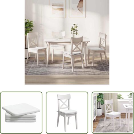 Cuscini da interno -  Cuscini per Seduta 4 pcs Bianco 40 x 40 x 3 cm Tessuto