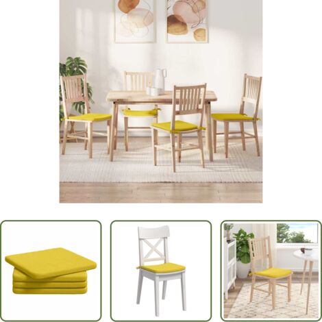 Cuscini da interno -  Cuscini per Seduta 4 pcs Giallo Chiaro 40 x 40 x 3 cm Tessuto