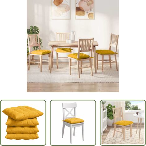 Cuscini da interno -  Cuscini per Seduta 4 pcs Giallo Chiaro 40 x 40 x 6 cm