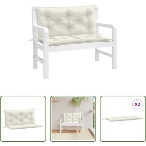 Cuscini da patio -  Cuscini Panca Giardino 2pz Crema Mélange 100x50x7cm Tessuto