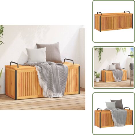 Cuscini da patio - vidaXL Scatola Cuscini da Esterno 110x45x42/53 cm Legno Acacia/Acciaio - Cuscini in legno