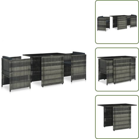 Cuscini da pranzo - vidaXL Set da Bistrot 3 pz con Cuscini in Polyrattan Grigio - Rattan