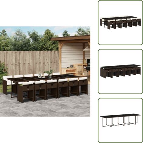 Cuscini da pranzo - vidaXL Set da Pranzo da Giardino 13pz con Cuscini Marrone Polyrattan - Rattan PE