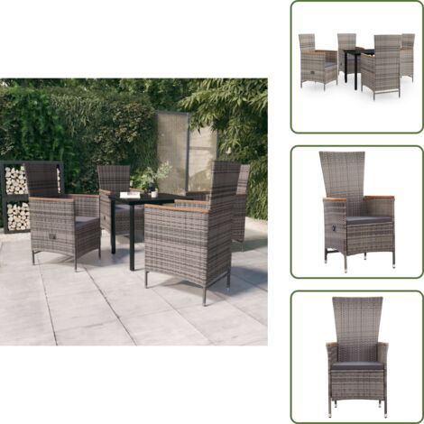 Cuscini da pranzo - vidaXL Set da Pranzo da Giardino 5 pz con Cuscini Grigio - Arredamento da esterno