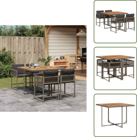 Cuscini da pranzo - vidaXL Set da Pranzo da Giardino 5 pz con Cuscini in Polyrattan Grigio - Arredamento da esterno