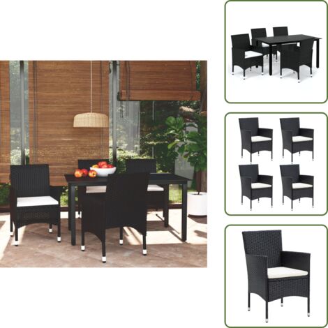 Cuscini da pranzo - vidaXL Set da Pranzo da Giardino 5 pz con Cuscini in Polyrattan Nero - Arredamento da esterno