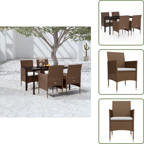 Cuscini da pranzo - vidaXL Set da Pranzo da Giardino 5 pz con Cuscini Marrone e Nero - Arredamento da esterno