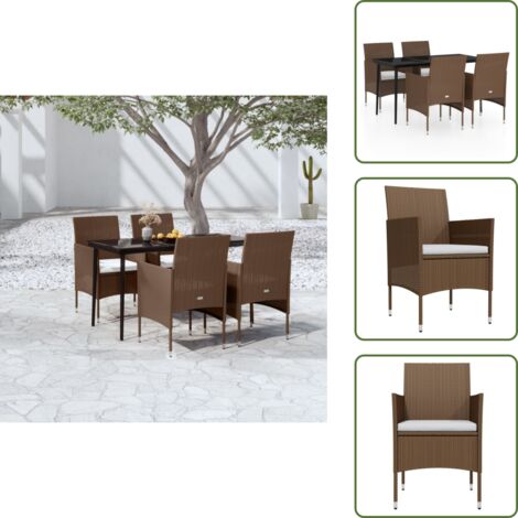 Cuscini da pranzo - vidaXL Set da Pranzo da Giardino 5 pz con Cuscini Marrone e Nero - Arredamento da esterno