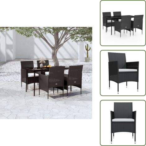 Cuscini da pranzo - vidaXL Set da Pranzo da Giardino 5 pz con Cuscini Nero - Arredamento da esterno