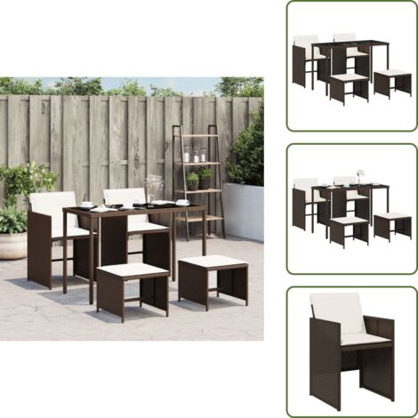 Cuscini da pranzo - vidaXL Set da Pranzo da Giardino 5pz con Cuscini in Polyrattan Marrone - Arredamento da esterno