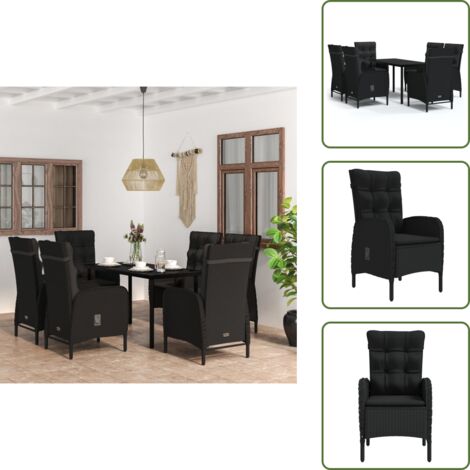 Cuscini da pranzo - vidaXL Set da Pranzo da Giardino 7 pz con Cuscini Nero - Arredamento da esterno
