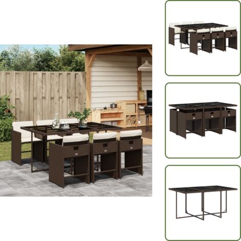 Cuscini da pranzo - vidaXL Set da Pranzo da Giardino 7pz con Cuscini in Polyrattan Marrone - Rattan PE