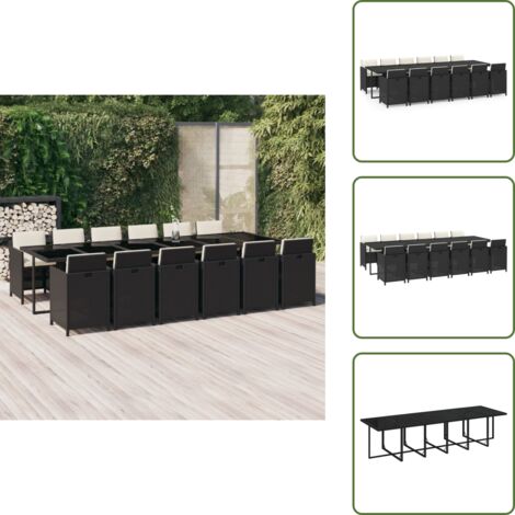 Cuscini da pranzo - vidaXL Set da Pranzo per Giardino 13 pz con Cuscini in Polyrattan Nero - Rattan