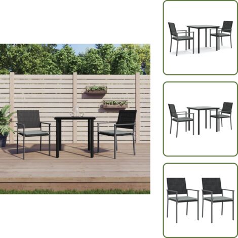 Cuscini da pranzo - vidaXL Set Pranzo da Giardino 3pz con Cuscini in Polyrattan e Acciaio - Tavolo in acciaio