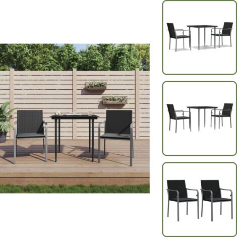 Cuscini da pranzo - vidaXL Set Pranzo da Giardino 3pz con Cuscini in Polyrattan e Acciaio - Tavolo in acciaio