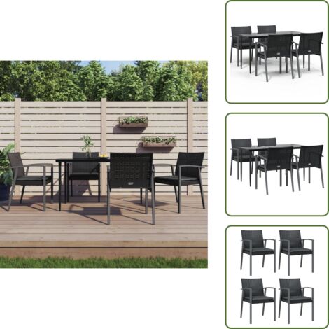 Cuscini da pranzo - vidaXL Set Pranzo da Giardino 5pz con Cuscini in Polyrattan e Acciaio - Rattan