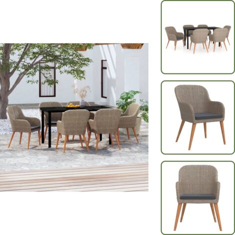 Cuscini da sedere - vidaXL Set da Pranzo da Giardino 7 pz con Cuscini Marrone - Arredamento da esterno